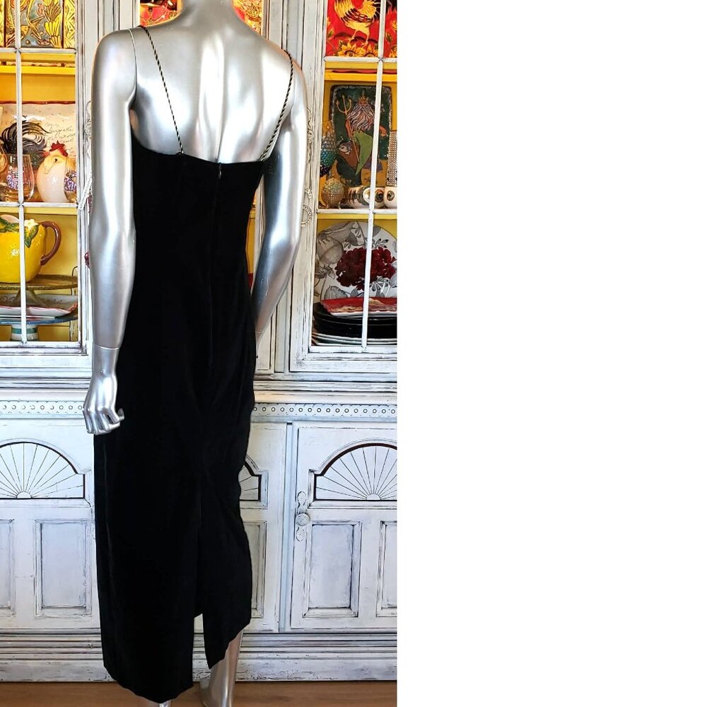 Vintage Betsey Johnson Dress LUXE 90s RUNWAY Black Velvet Midi Slip Size Large - Picture 10 of 15